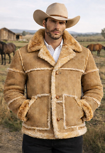 Marlboro Real Sheep Sharling Leather Fur Coat Made in the USA