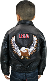 Kids Eagle Patchwork Leather Jacket