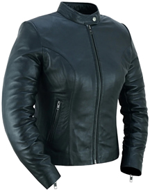 LB843 Ladies Black Lambskin Leather Short Scooter Fashion Jacket