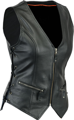Click here for the LV804AH Ladies Leather Vest with Zipper and Side Laces