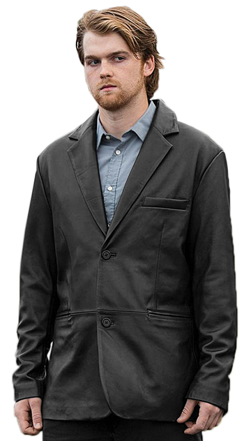 B6003 Mens Lambskin Leather 2 Button Blazer with Chest Pocket Click for Large View