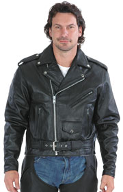 C40 Men’s Light Goatskin Basic Motorcycle Jacket with Zipout Liner
